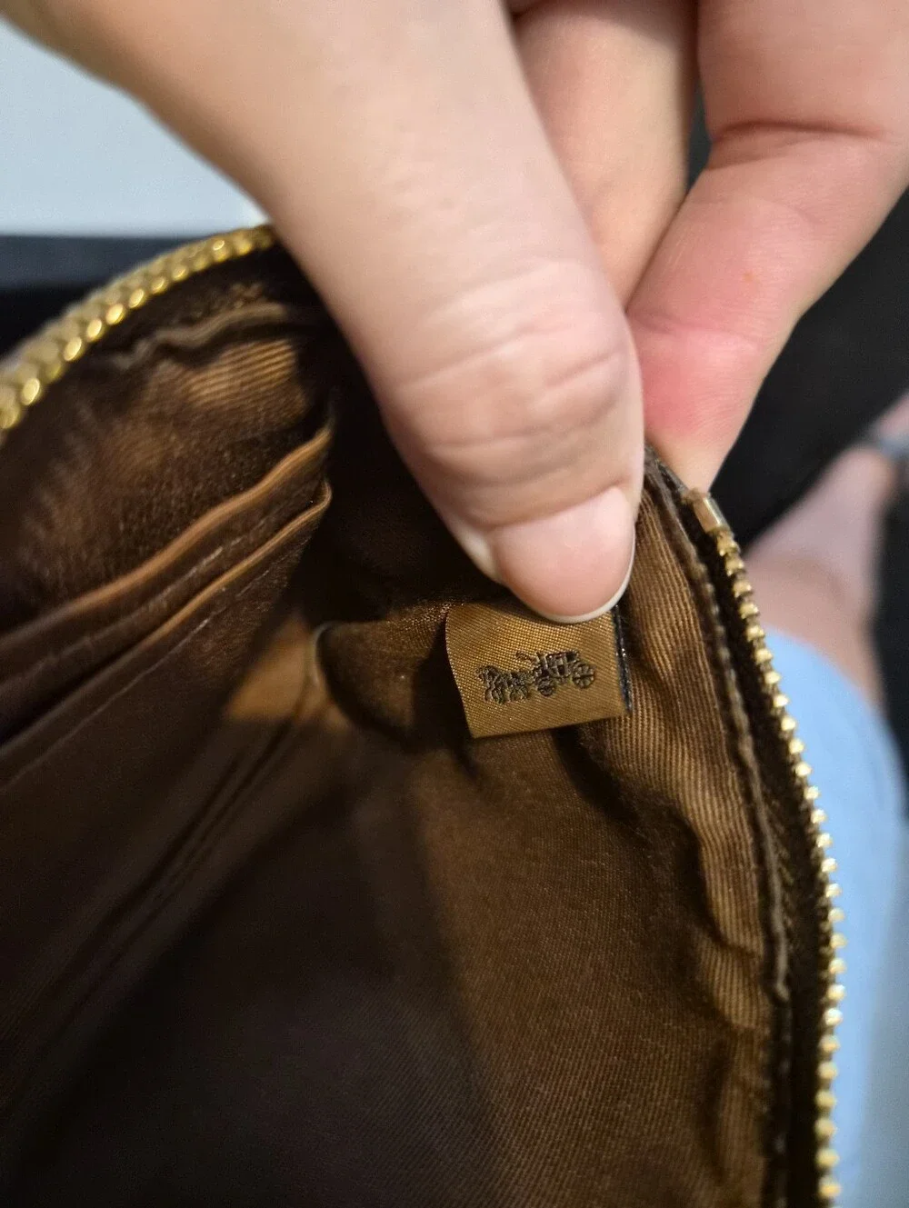 COACH Signature Canvas Wristlet in Brown and Tan Y2K